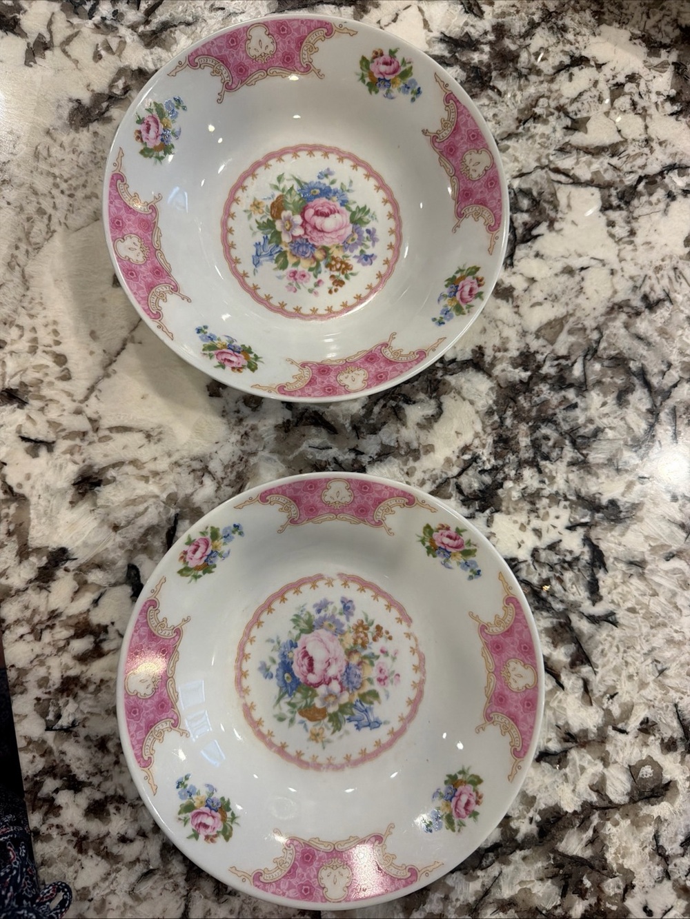 Vintage Remco Red Sea "Spring Garden" 8" Pink Floral Soup Bowls (Set of 2)
